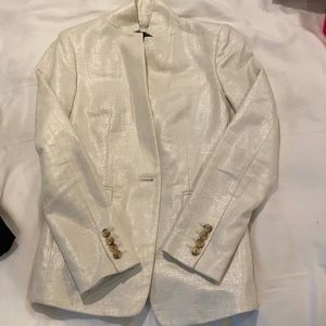 Jcrew white linen regent shimmer blazer sz 00
